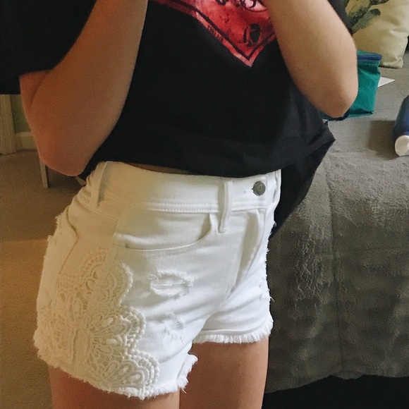 Hollister Pants - White Hollister Jean Shorts
